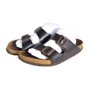 Birkenstock Men's Arizona EU44 US11 Brown Leather 2 Strap Slide Sandals Shoes